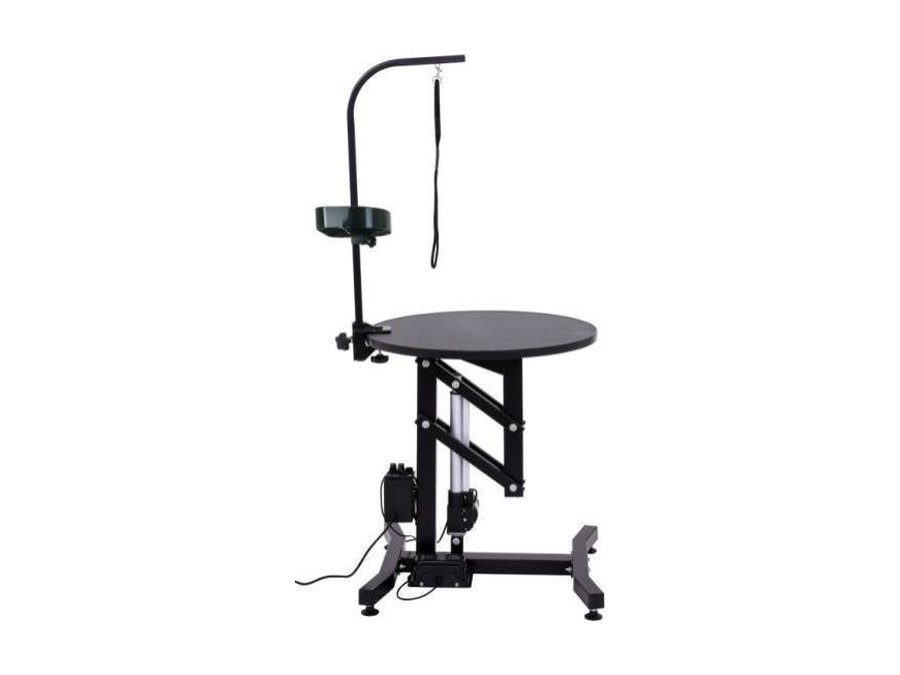 Electric round grooming table, column lift