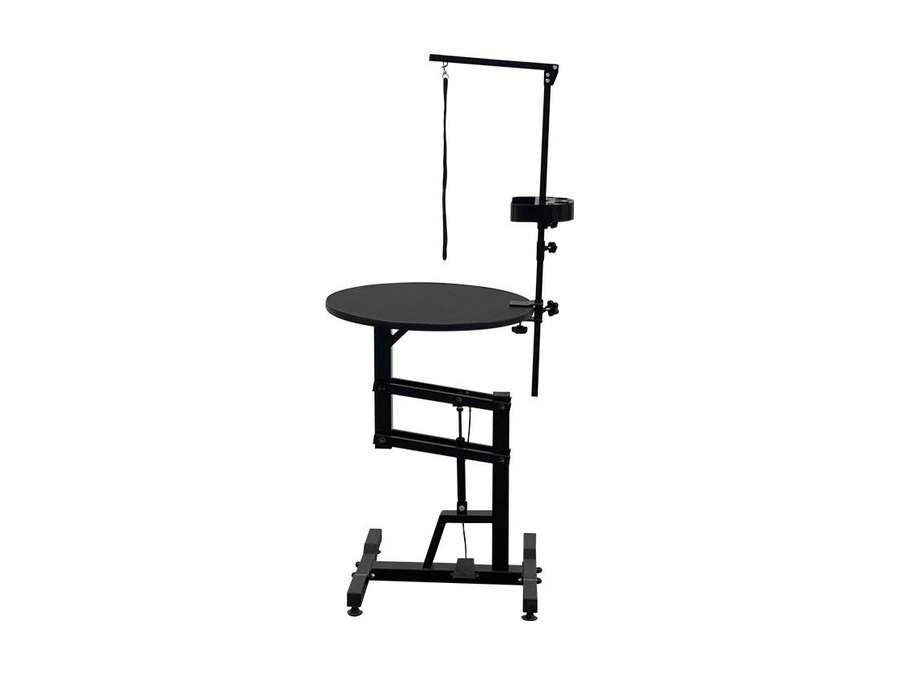 Electric round grooming table, parallel-arm lift, black