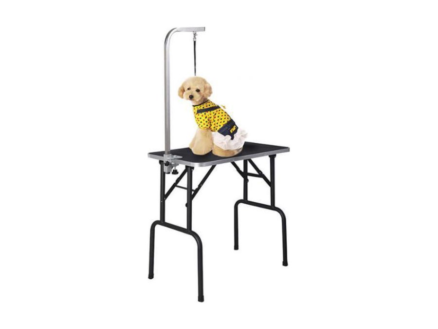 Folding grooming table, black frame, slim carton