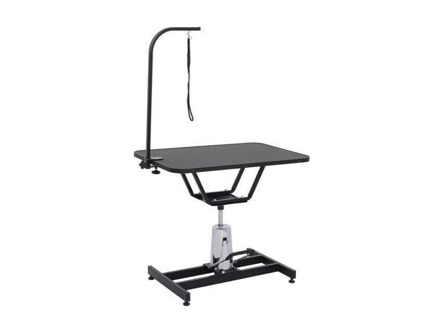 Hydraulic grooming table, compact pedestal