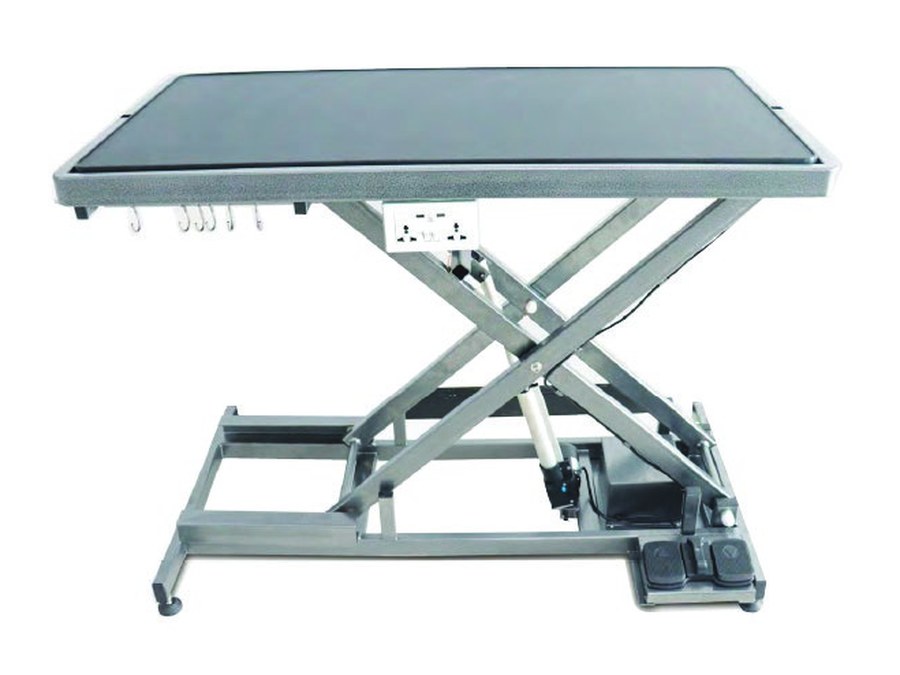 Electric grooming table, scissor lift